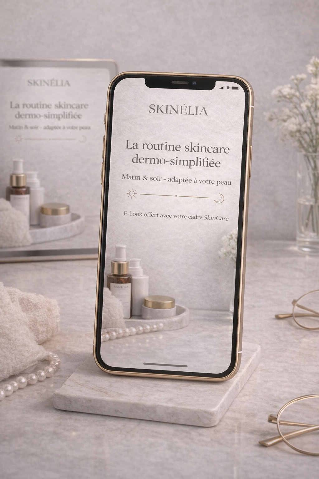 Cadre SkinCare en plexiglass – Routine matin & soir + E-book inclus | SKINÉLIA